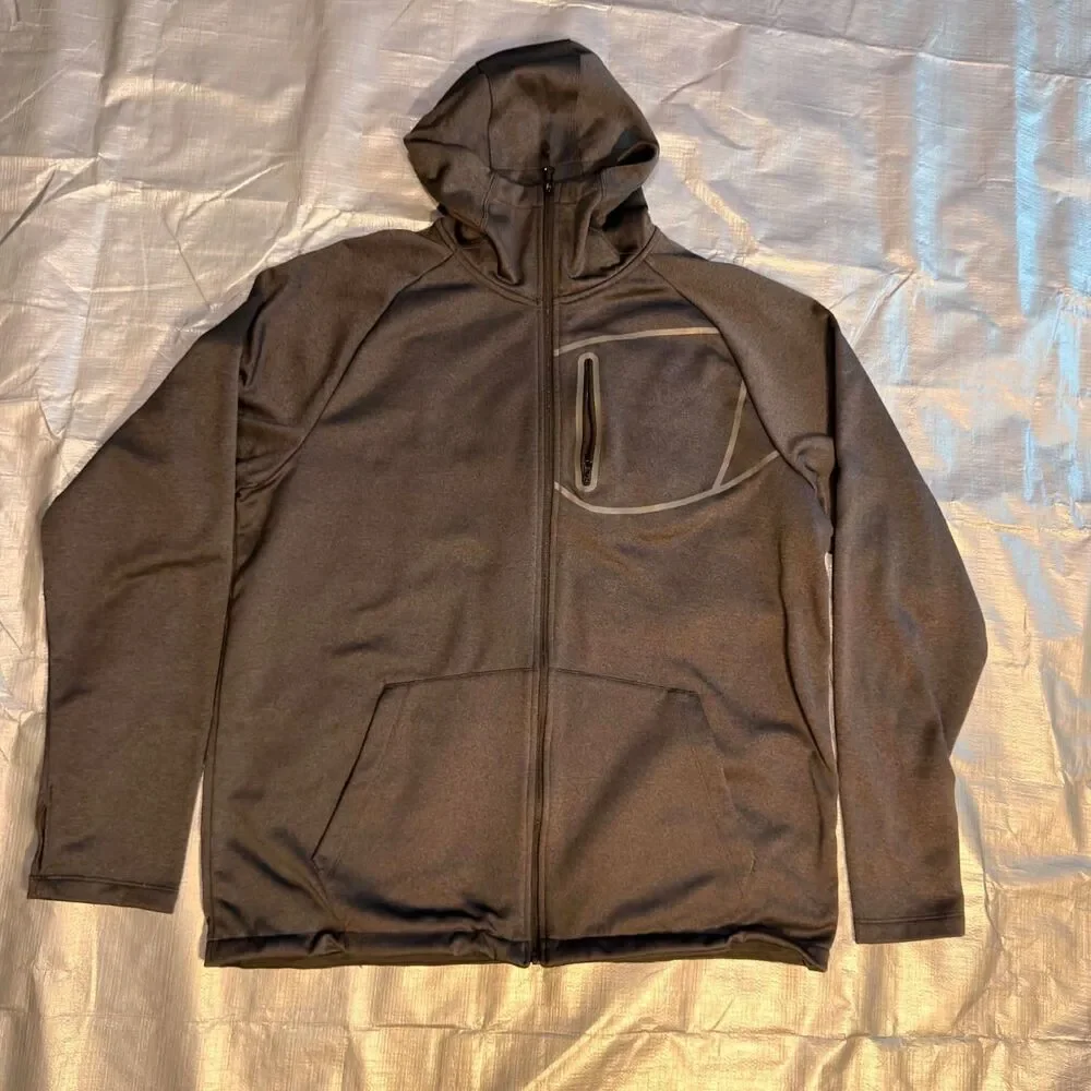 The North Face Full Zip Hoodie Jacket Mens XL Dark Grey Fleece Lined Softshell